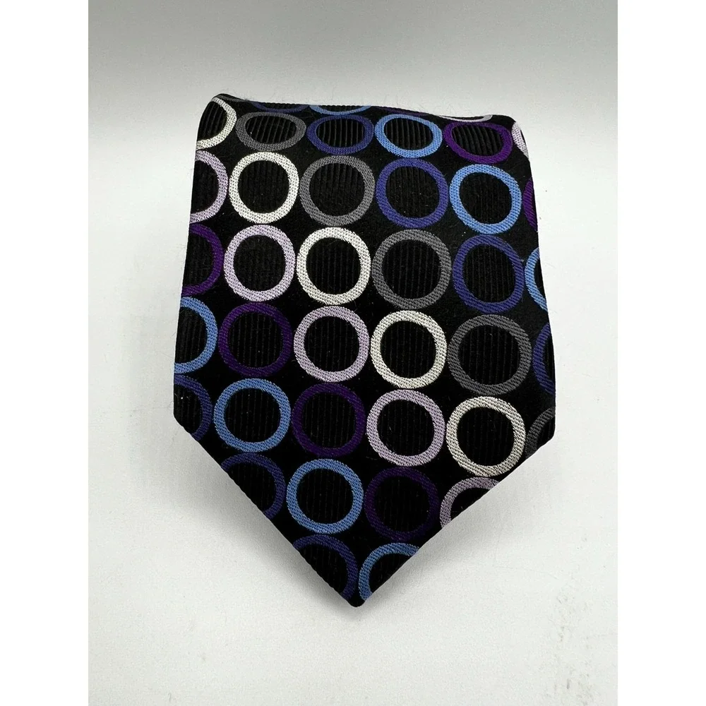 Joseph Abboud Men Necktie Tie Multicolor Geometric Circle 100% Silk W:3.5